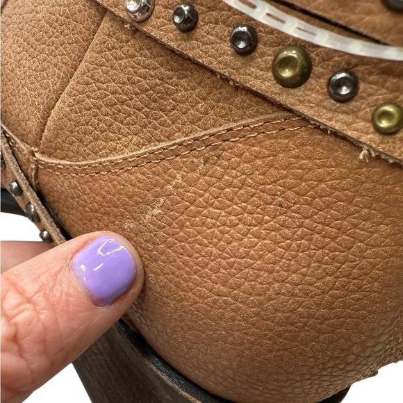 Lucky Brand Callam Studded Strap Bootie NWOB Size 6.5 / 7 Brown Heel Boot - Picture 9 of 15